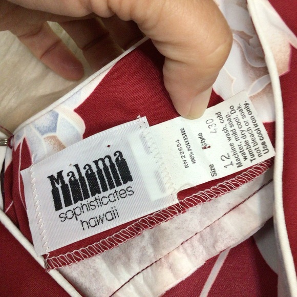 Vintage Hawaiian Malama Island Aloha Dress Maxi Floral Tropical Red 12 - Picture 2 of 10